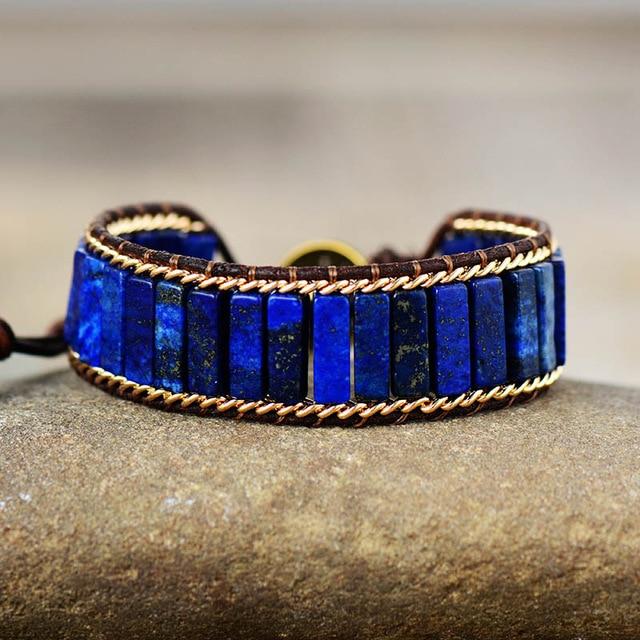 Lapis Lazuli and Leather Bracelet