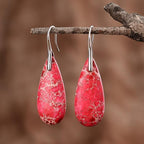 Imperial Jasper Teardrop Earrings in Two Metal Tones