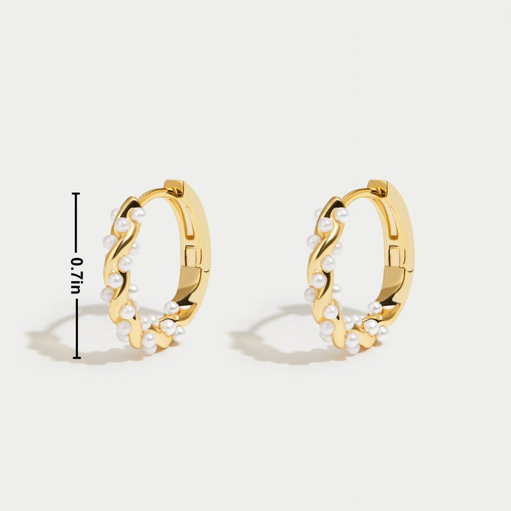 Pearl-Studded Mini Hoop Earrings