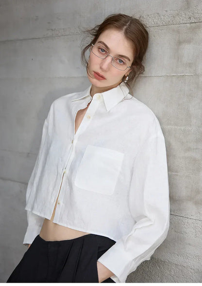 Verity Women's Cropped Oversized Long Sleeve Button-Down
