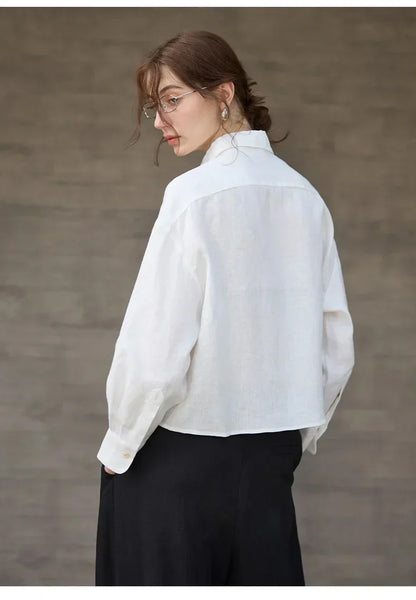 Verity Women's Cropped Oversized Long Sleeve Button-Down