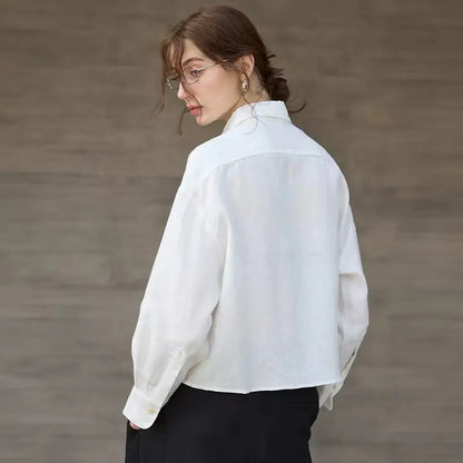 Verity Women's Cropped Oversized Long Sleeve Button-Down