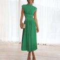 High Neck Sleeveless Cut-Out Waist Maxi Dress