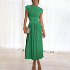 High Neck Sleeveless Cut-Out Waist Maxi Dress