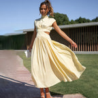 High Neck Sleeveless Cut-Out Waist Maxi Dress