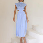 High Neck Sleeveless Cut-Out Waist Maxi Dress