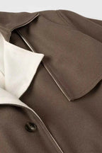 Notched Collar Coat with Loose Vintage-Inspired Silhouette