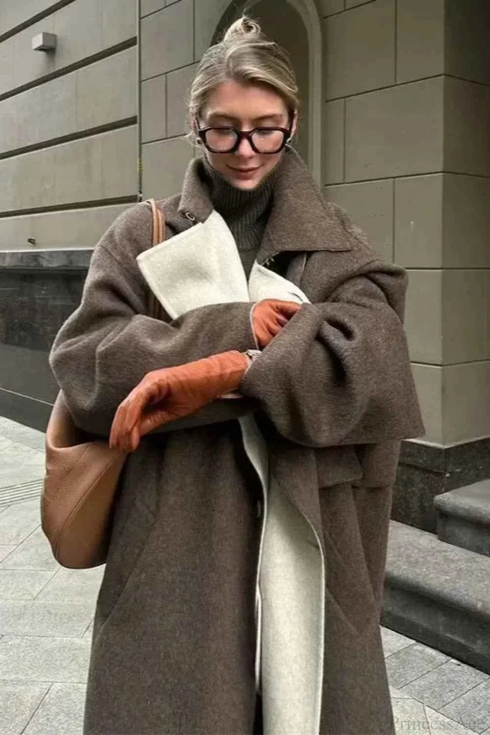Notched Collar Coat with Loose Vintage-Inspired Silhouette