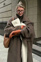 Notched Collar Coat with Loose Vintage-Inspired Silhouette
