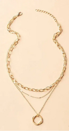 Classic Layered Gold-Tone Necklace with Pendant