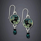 Vintage-Style Black Cat Dangle Earrings