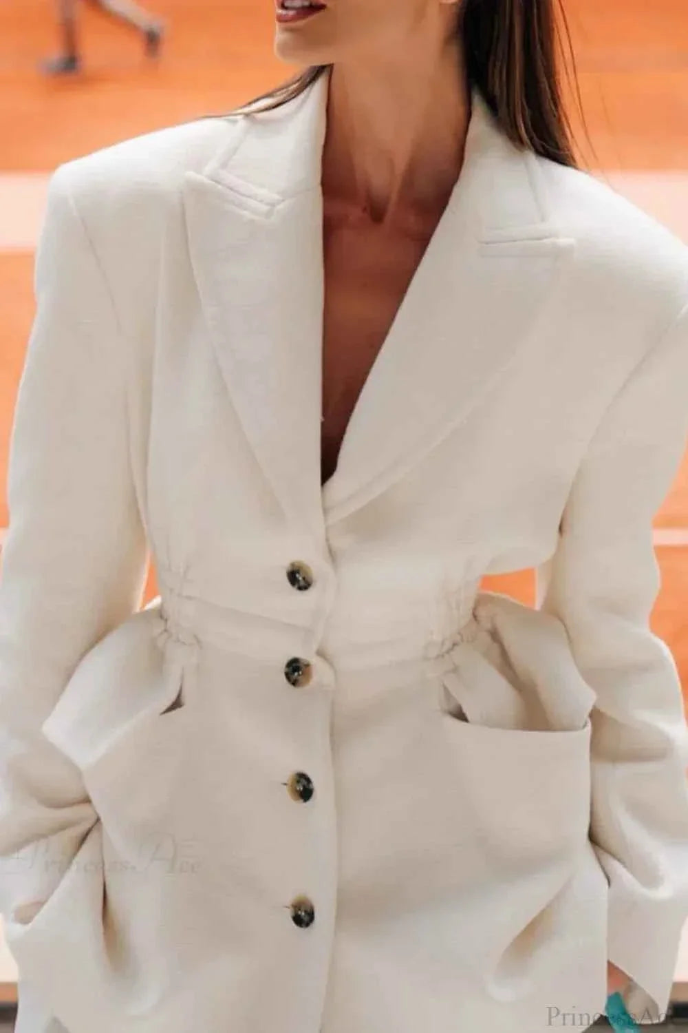 Notched Collar Coat with a Loose Fit in a Cotton Blend