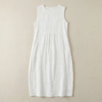 Mouwloze geborduurde maxi-jurk met oversized boho-snit