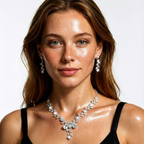 Bloemige kristalset met ketting en oorbellen met blaadjes