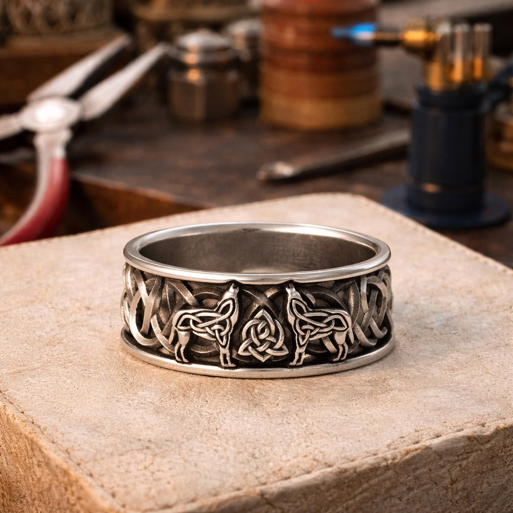 Viking Wolf Statement Ring