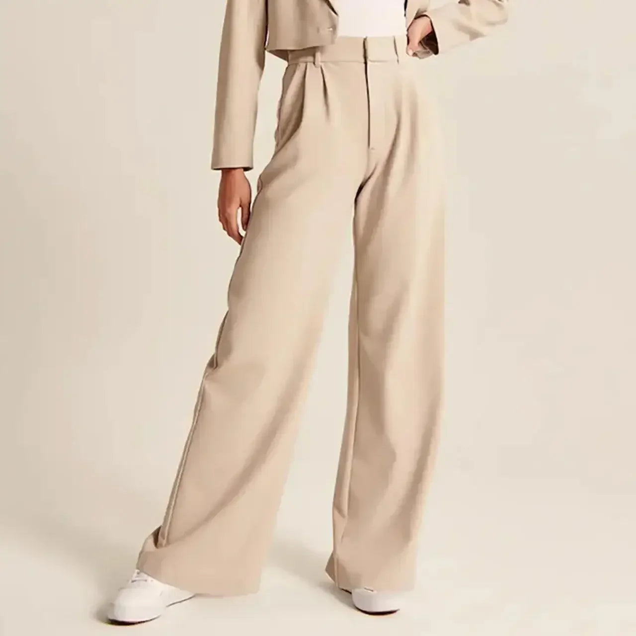Women's Tailored Wide-Leg Trousers with a High Waist