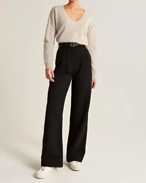 Women's Tailored Wide-Leg Trousers with a High Waist