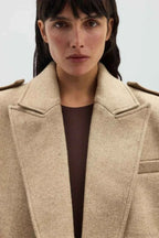 Structured Coat with Notched Lapels and Defined Shoulders