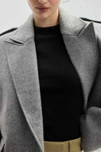 Structured Coat with Notched Lapels and Defined Shoulders