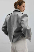 Structured Coat with Notched Lapels and Defined Shoulders