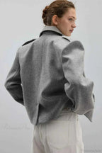 Structured Coat with Notched Lapels and Defined Shoulders