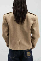 Structured Coat with Notched Lapels and Defined Shoulders