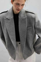 Structured Coat with Notched Lapels and Defined Shoulders