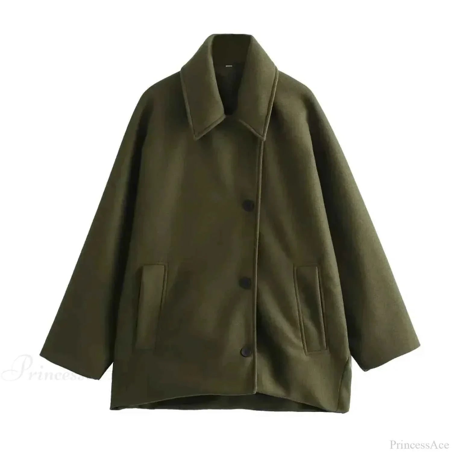 Loose Fit Longline Coat with Raglan Sleeves and Soft Collar