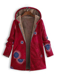 Geometric Print Parka with Sherpa Lining and Deep Pockets