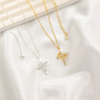 Cross and Crown Necklace in Many Finishes