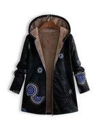 Geometric Print Parka with Sherpa Lining and Deep Pockets
