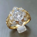 Gold-Tone Crystal Flower Cluster Statement Ring