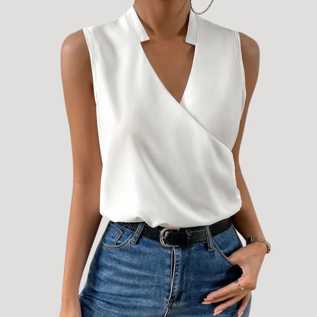 Zinnia Women's Wrap Front Sleeveless Blouse