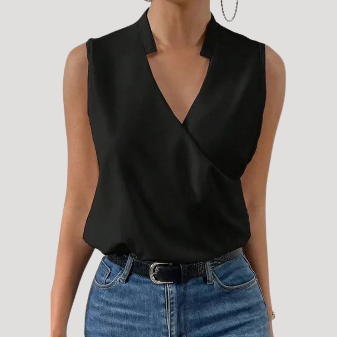 Zinnia Women's Wrap Front Sleeveless Blouse