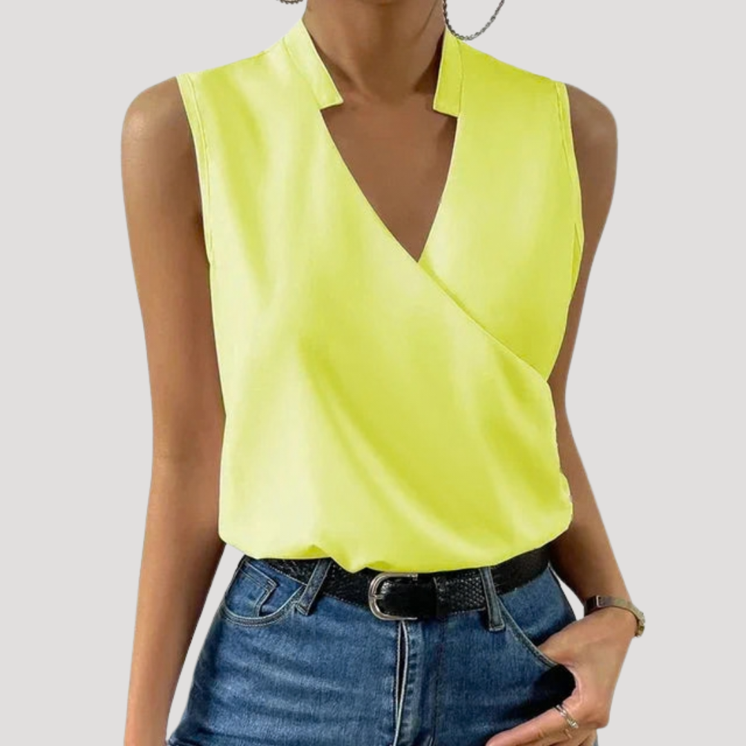 Zinnia Women's Wrap Front Sleeveless Blouse