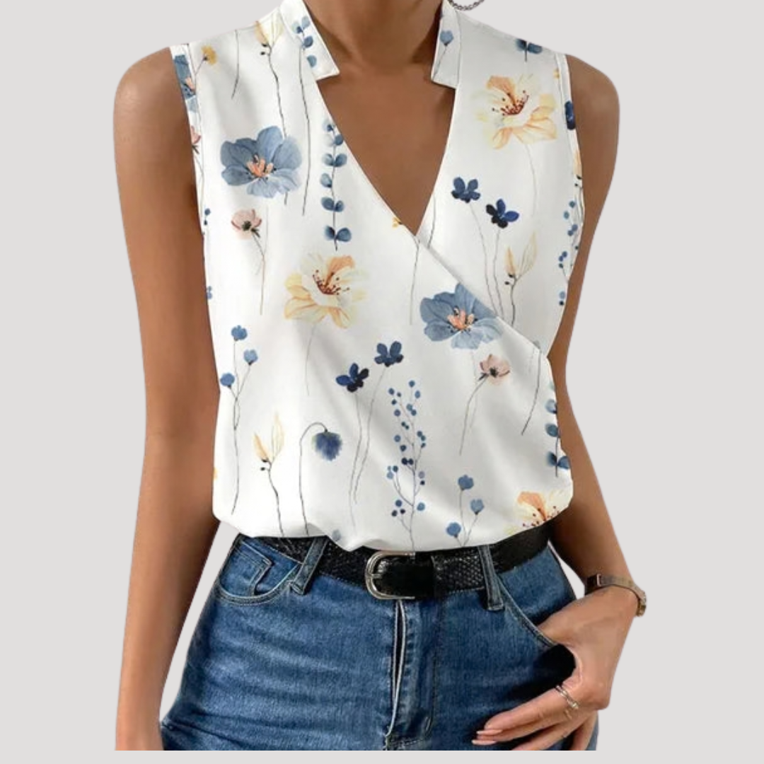 Zinnia Women's Wrap Front Sleeveless Blouse