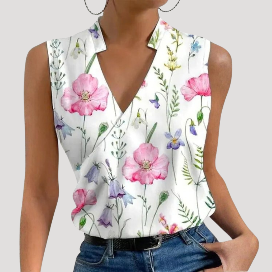 Zinnia Women's Wrap Front Sleeveless Blouse
